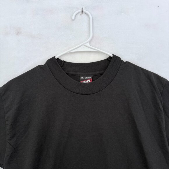 Vintage Fruit Of The Loom T Shirt Mens M Black Blank Single Stitch Made In USA - Picture 2 of 7